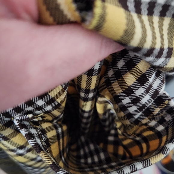 Harold’s Size 10 Brown White Yellow Plaid Mini Skirt Front Pockets Preppy 19" - Picture 13 of 14